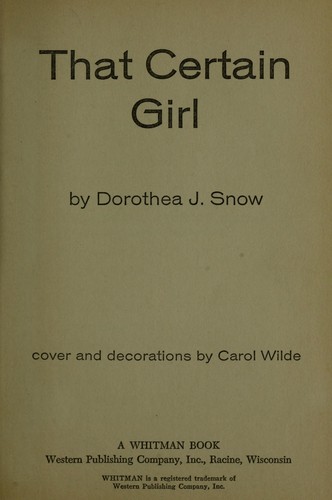 Cover for That certain girl