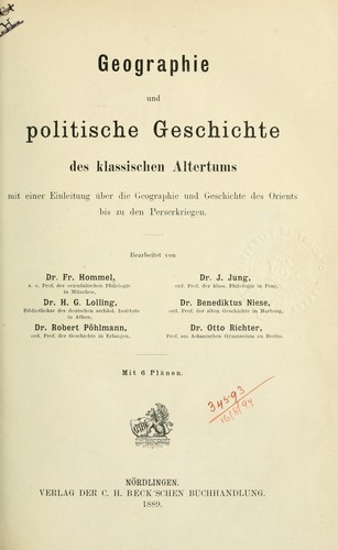 Cover for Geographie und politische Geschichte des klassischen Altertums
