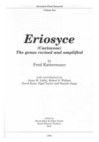 Cover for Eriosysce (Cactaceae) 