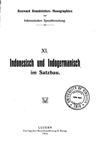 Cover for Indonesisch und Indogermenisch im Satzbau