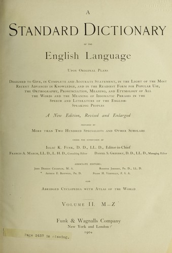 Cover for A standard dictionary of the English language ...