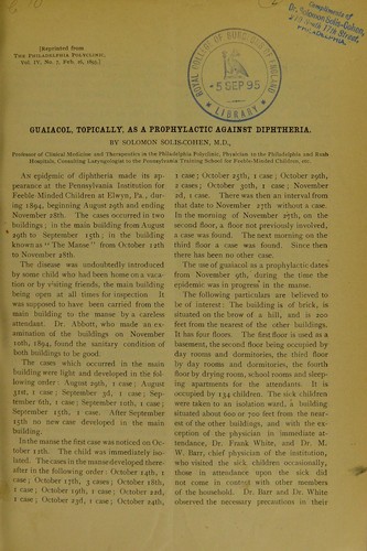 Cover for Guaiacol, topically, as a prophylactic against diphtheria