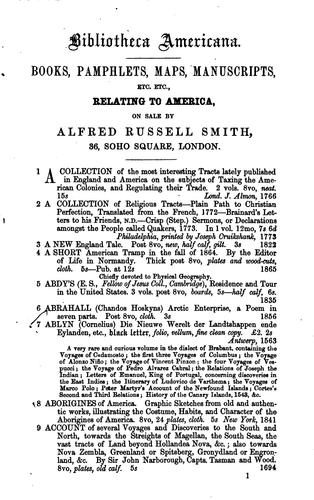 Cover for Bibliotheca Americana: A Catalogue of a Valuable Collection of Books, Illustrating the History ...