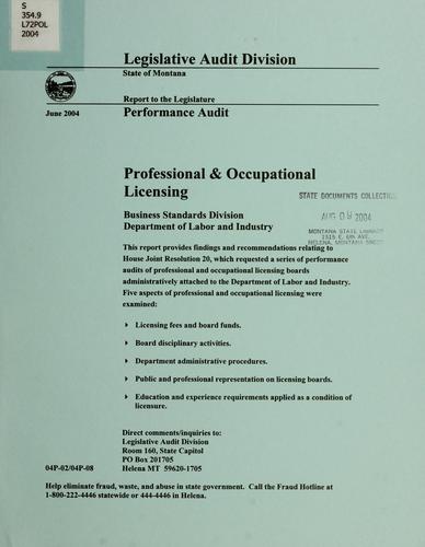 Cover for Professional & occupational licensing