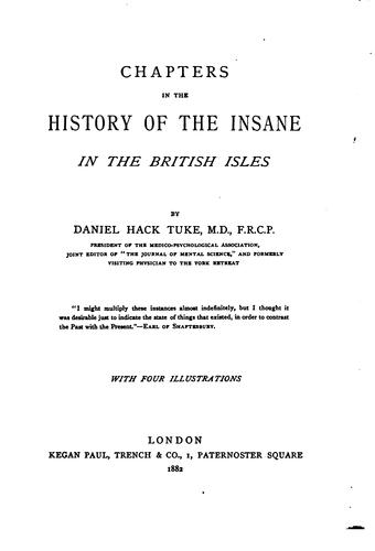 Cover for Chapters on the history of the insane in the British Isles