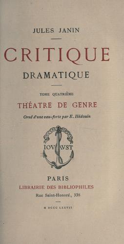 Cover for Critique dramatique.