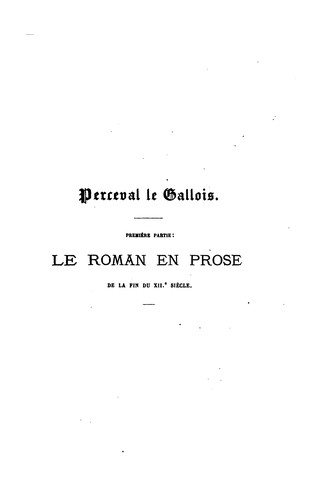 Cover for Perceval le Gallois: ou, Le conte du Graal