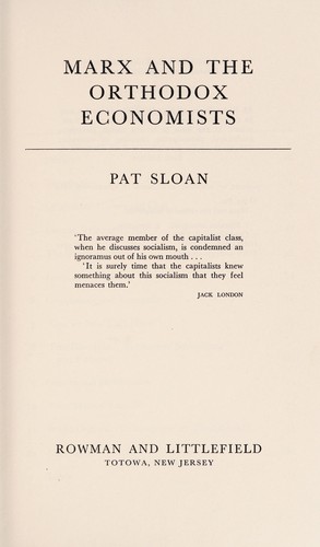 Cover for Marx and the orthodox economists.