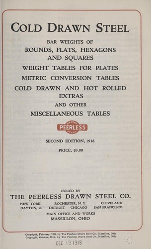 Cover for Cold drawn steel bar weights of rounds, flats, hexagons and squares