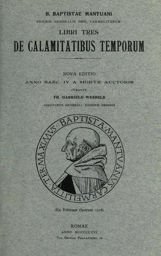 Cover for Libri tres De calamitatibus temporum.