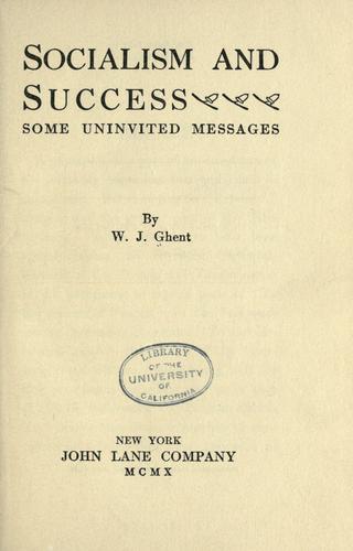 Cover for Socialism and success, some uninvited messages