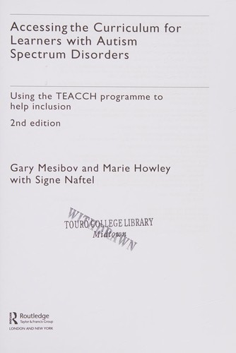 Cover for Accessing the Curriculum for Learners with Autism Spectrum Disorders