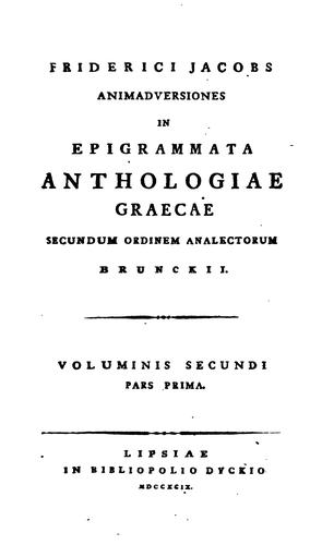 Cover for Anthologia Graeca; sive, Poetarum graecorum lusus