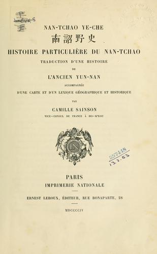 Cover for Nan-tchao ye-che... Histoire particulière du Nan-tchao