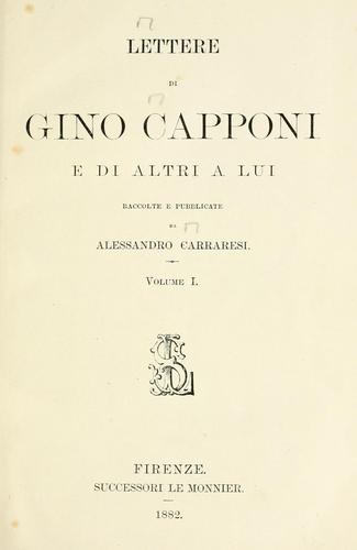 Cover for Lettere di Gino Capponi e di altri a lui
