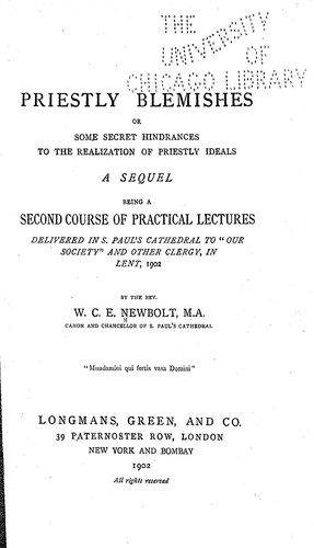 Cover for Priestly blemishes