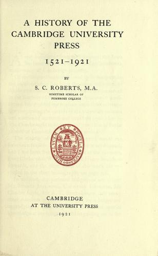 Cover for A history of the Cambridge university press 1521-1921