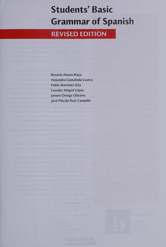 Cover for Students' basic grammar of Spanish