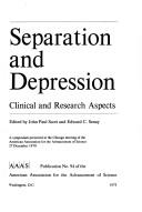 Cover for Separation and depression: clinical and research aspects
