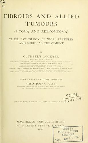 Cover for Fibroids and allied tumours (myoma and adenomyoma)
