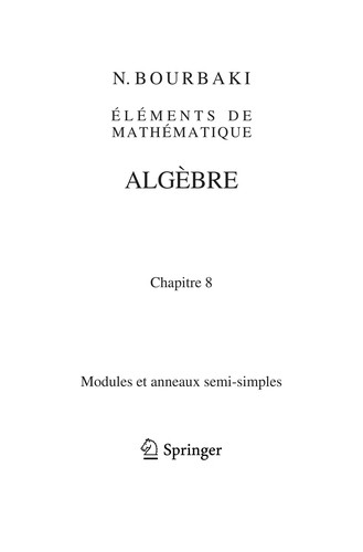 Cover for Algèbre