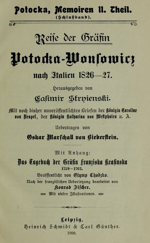 Cover for Reise der Grafin Potocka-Wonsowicz nach Italien 1826-27