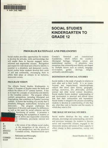 Cover for Social studies, kindergarten to grade 12