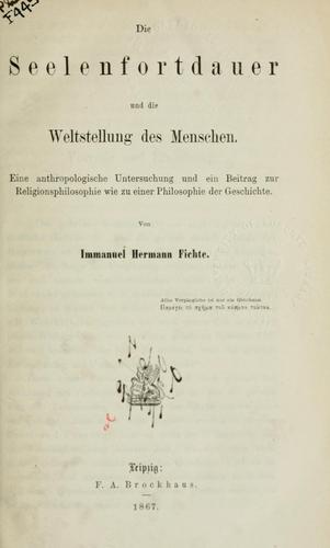 Cover for Die Seelenfortdauer und die Weltstellung des Menschen