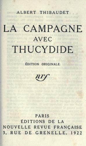 Cover for La campagne avec Thucydide.
