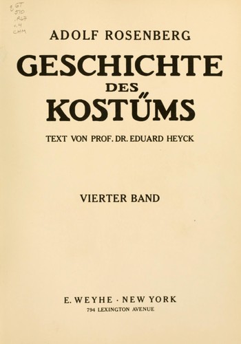 Cover for Geschichte des Kostüms