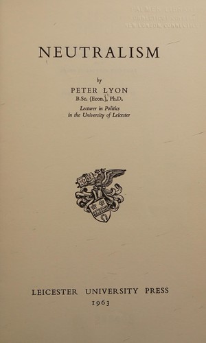 Cover for Neutralism