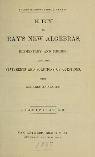 Cover for Key to Ray's new algebras, elementary and higher.