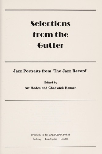 Cover for Selections From the Gutter