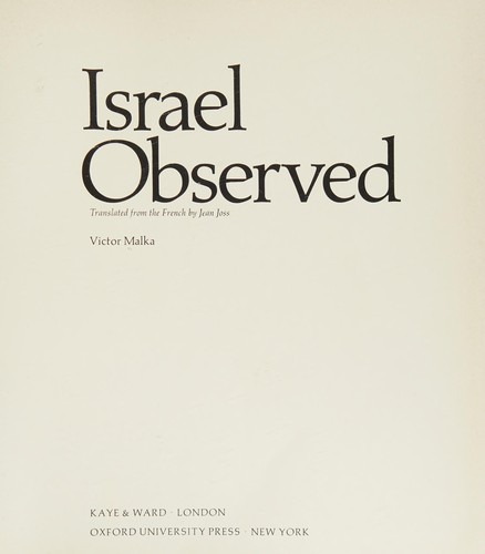 Cover for Israel observed