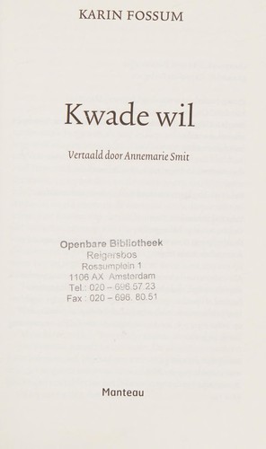 Cover for Kwade wil