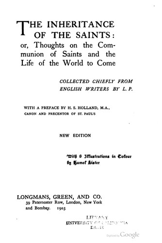 Cover for The Inheritance of the saints