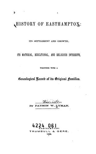 Cover for History of Easthampton