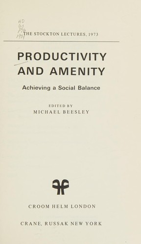 Cover for Productivity and amenity