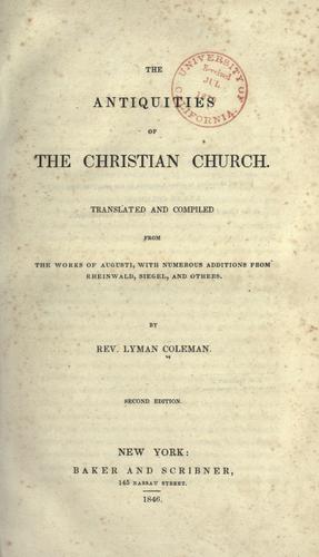 Cover for The antiquities of the Christian church