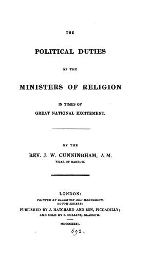 Cover for The political duties of the ministers of religion in times of great national excitement