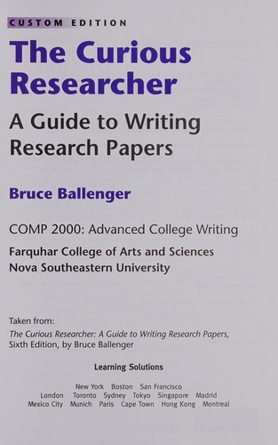 Cover for The Curious Researcher Comp 2000 exclusive to Nova Southeastern University