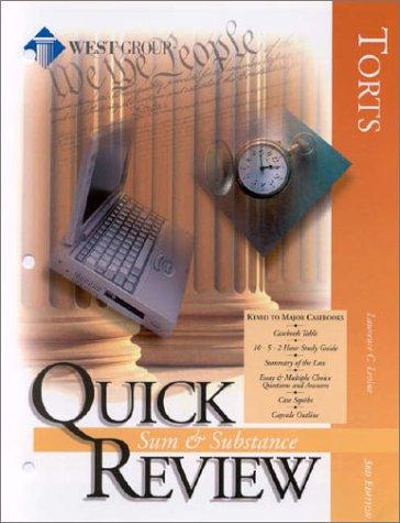 Cover for Torts, Quick Sum & Substance Review (Sum & Substance Quick Review)