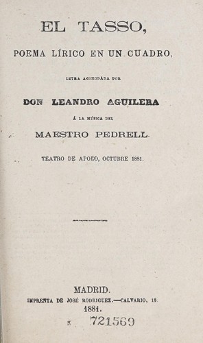 Cover for El tasso