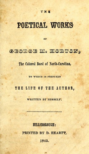 Cover for The poetical works of George M. Horton