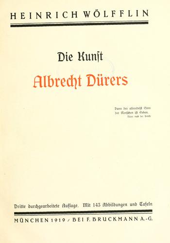 Cover for Die Kunst Albrecht Dürers