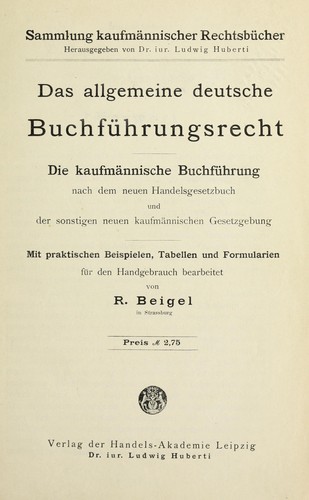 Cover for Das allgemeine deutsche Buchfu hrungsrecht