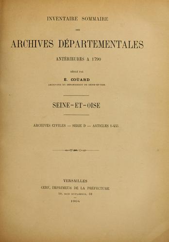Cover for Inventaire sommaire des Archives departementales anterieures a 1790.