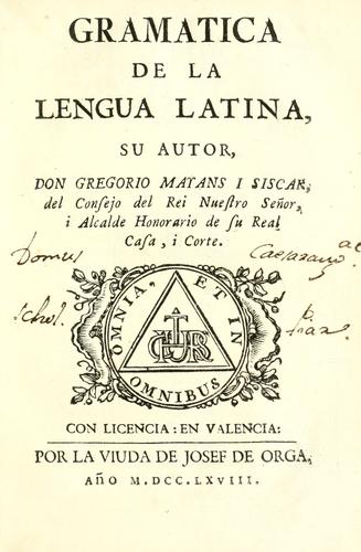 Cover for Gramatica de la lengua latina.