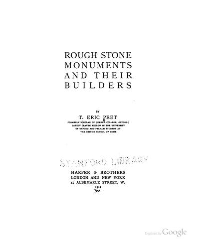 Cover for Rough stone monuments and their builders