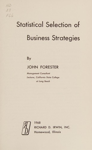 Cover for Statistical selection of business strategies.